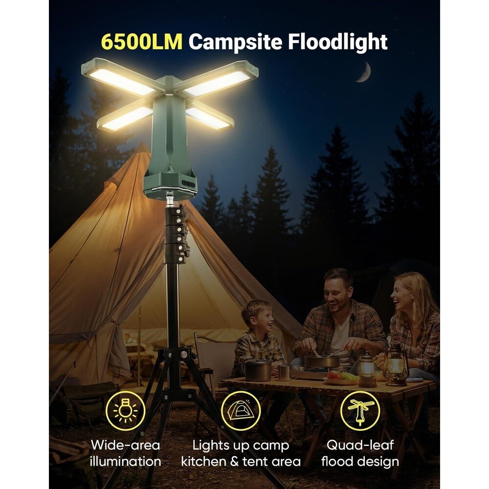 Rechargeable Camping Light with Stand Cordless Work Light with Heads Power Bank - Picture 3 of 16
